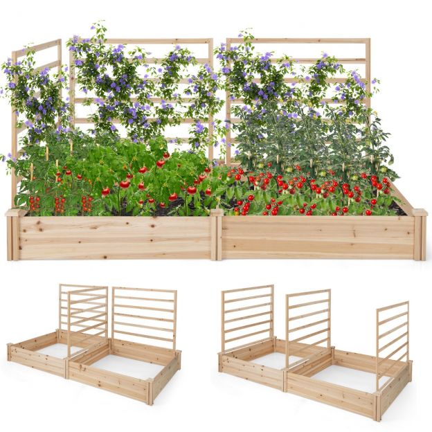 Kuusepuidust kõrgpeenar ronimisrestiga, võreseinaga lillekast 222 × 114 × 110 cm naturaalne