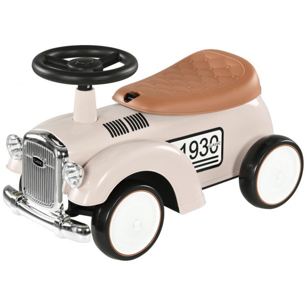 AIYAPLAY laste liumäeauto, laste sõiduk hoiuruumiga, lasteauto, ümberminekukaitsega, 1-3-aastastele lastele, kreem, 58 x 27 x 35 cm