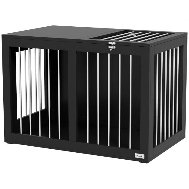 Koerakuut koju, koerakuut, lemmikloomapuur keskmise suurusega koertele, koerakast ustega, koeramaja, transpordipuur, must, 80 x 50 x 56,5 cm