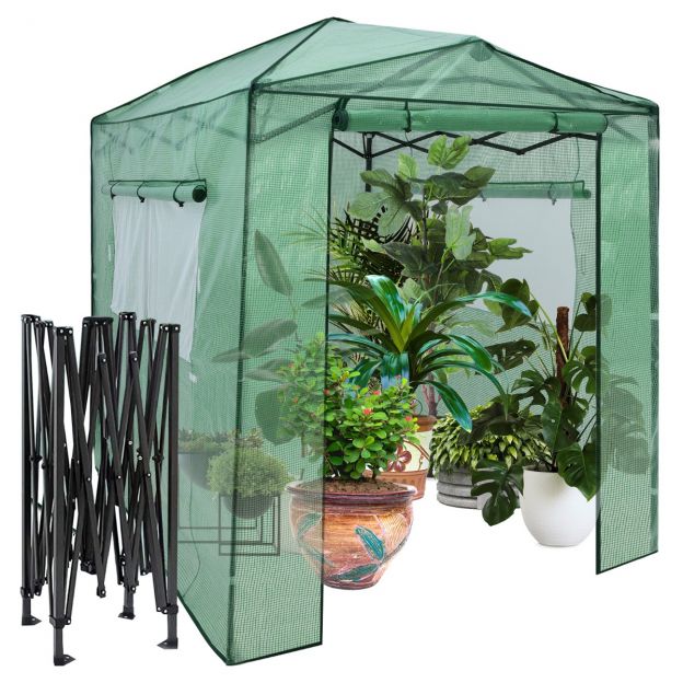 Kaasaskantav pop-up käidav aiakasvuhoone 180 x 250 x 230 cm roheline