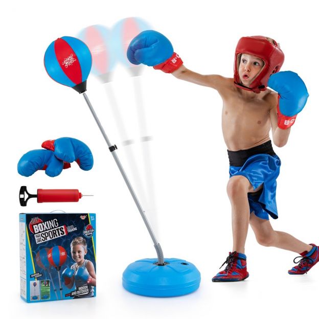 Punchingball 120–154 cm kõrgusreguleeritav seisupoksipall poksikoti komplekt lastele sinine
