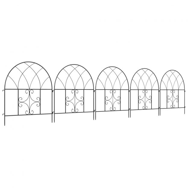 Aia tara, teras 300 cm x 70 cm kõrge dekoratiivne võreaed, aiakomplekt, maastikuaed, ülemine kaar, aed koertele, koeraaed aeda, lillepeenrad, loomade tõke, välisala, must.