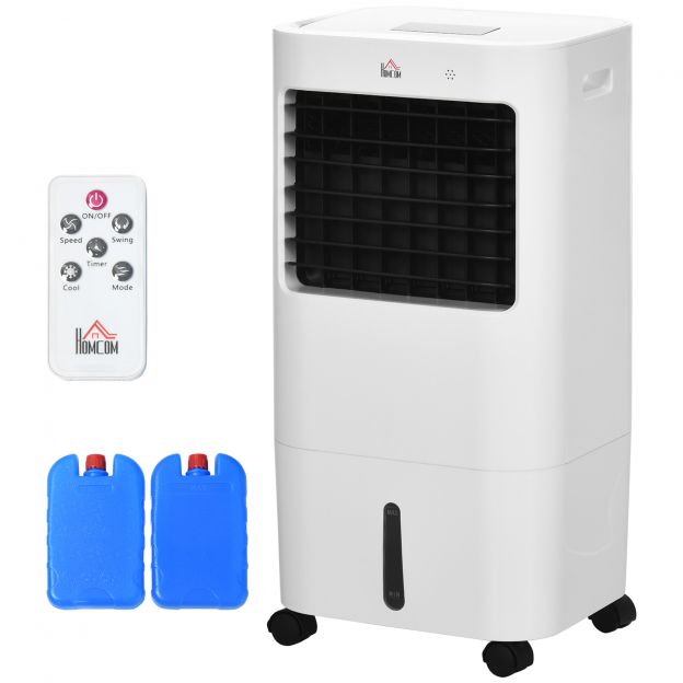 3-ühes mobiilne kliimaseade niisutamisega veejahutus 15L 60° pöörlev kliimaseade 65W õhujahuti 8h taimeriga, kaugjuhtimispult, kasutusala 20 ㎡ Valge 32 x 37 x 69 cm