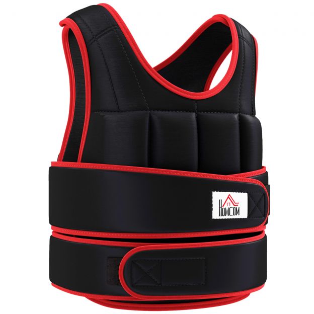 20 kg treeningvest kaaluvest topeltvöödega reguleeritav jõutreening fitness Oxford metall-liiv must+punane 60 x 50 cm