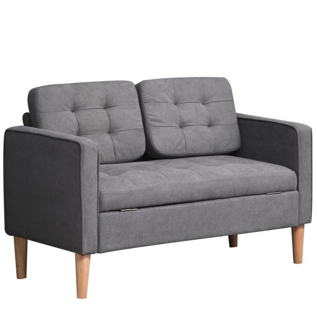 2-kohaline diivan kangasdiivan kahekohaline diivan eemaldatavate patjadega kummipuust ja puuvillast halli värvi 117x62x78 cm elutuppa.de