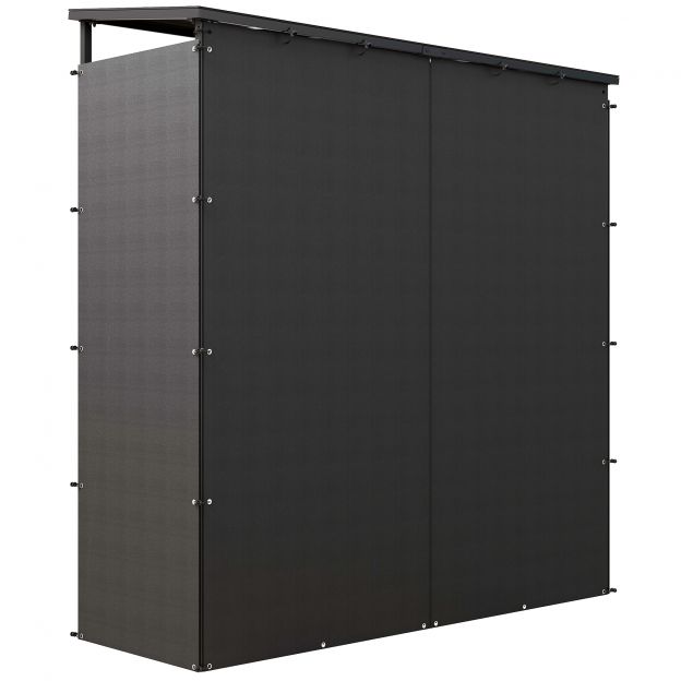 Kaminapuude riiul 185 x 62 x 184 cm küttepuude riiul veekindla kattega, kaminapuude riiul välitingimustes, siseruumides, kuni 2000 kg, metall, must