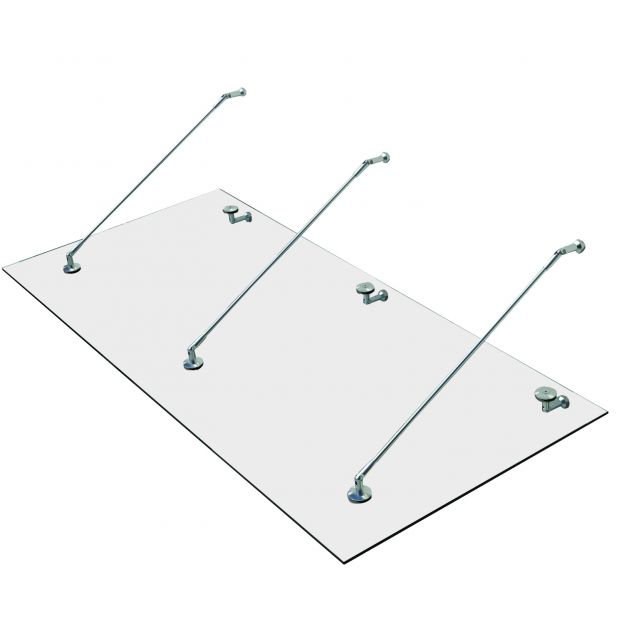 Varikatus klaasvarikatus uksevarikatus karastatud klaas (ESG) roostevaba teras läbipaistev klaas 3 suurust (200x90cm) (L)