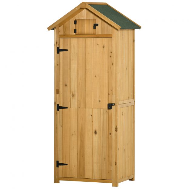 Aia kapp Aiamaja Tööriistamaja Tööriistakuur riiulitega Asfaldi katus Aken Puit Kollane+Roheline 77 x 54,2 x 179 cm