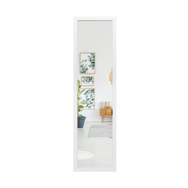 Ristkülikukujuline täispikk peegel ukse riputusaasaga 33x119 cm valge
