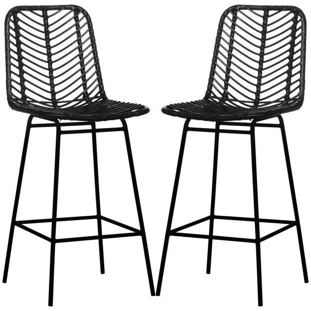 2-osaline komplekt baaripukke, bistroopukke jalatoega, baaritool, köögitool terasjalgadega elutuppa, söögituppa, must, 42,5 x 52 x 102 cm