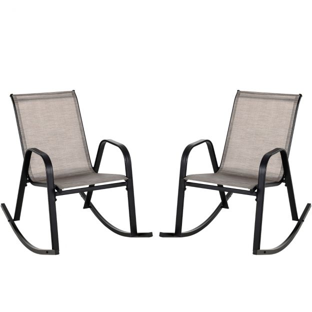 2-osaline kiiktoolide komplekt hingava kangast istmega ergonoomiline kiik pruun + must