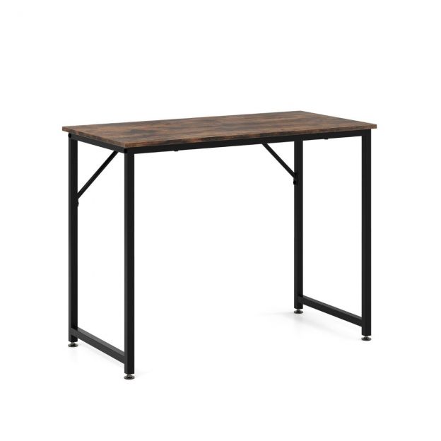 Arvutilaud reguleeritavate jalapolstritega, kompaktne arvutilaud, kirjutuslaud 100 x 50 x 77 cm, pruun