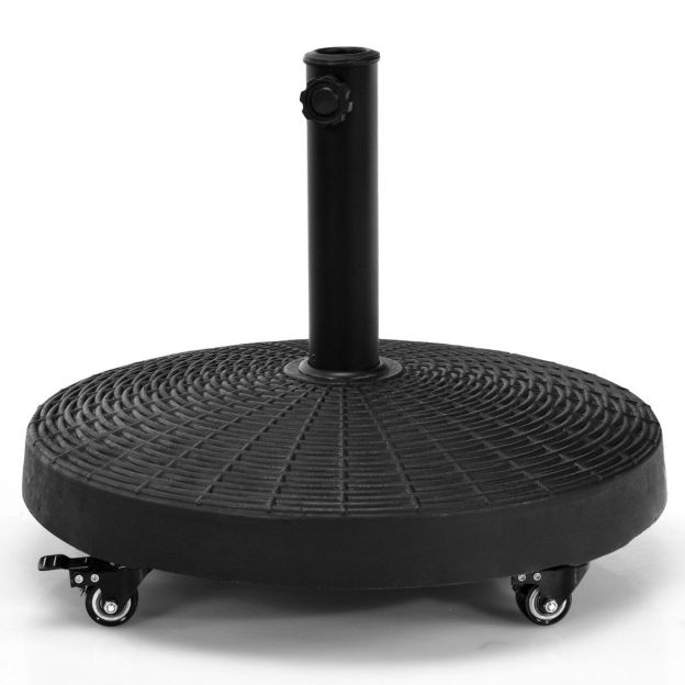 23 kg päikesevarju alus ratastega Φ52 cm turuvarju alus ümmargune must