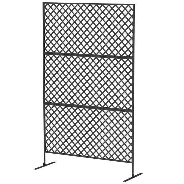 Kolmeosaline ruumijagaja 122 x 198 cm Vabalt seisev võresein, 3-osaline vahesein terasest, välistingimustes ruumijagaja, privaatsusekraan aiale, rõdule, terrassile, must.