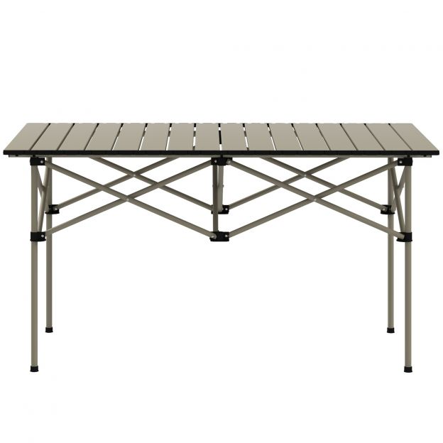 Telkimislaud kokkupandav lauaplaat X-raam aiatool alumiiniumist kerge 2 inimese abilaud kokkupandav laud aeda rõdule telkimiseks 95 x 55 cm khaki