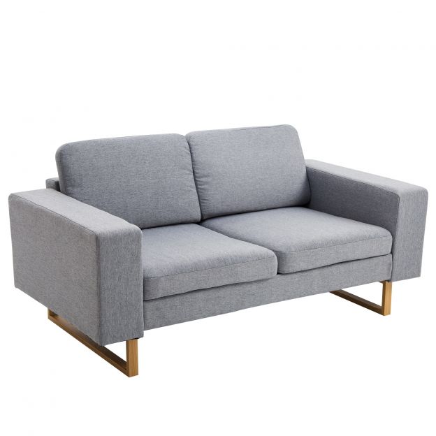 HOMCOM® 2-kohaline diivan nurgadiivan polsterdatud diivan, kangasdiivan, istmemööbel, puit, helehall| Aosom