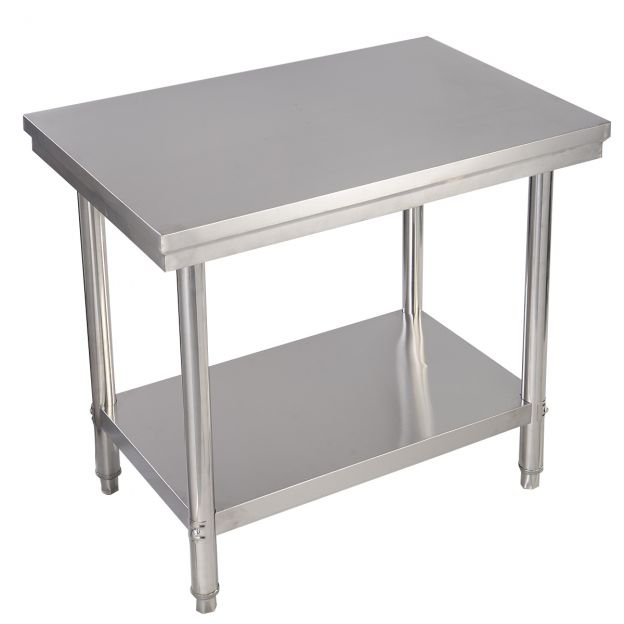 Roostevabast terasest köögi töölaud, gastro laud vaheriiuliga 92x61x90 cm
