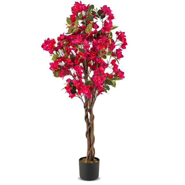 120 cm kunstpuu õitega potis Kunstlik bougainvillea puu Kunsttaimed Roosa 1 tükk