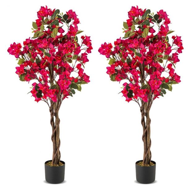 120 cm kunstpuu õitega potis Kunstlik bougainvillea puu Kunsttaimed roosa 2 tükki