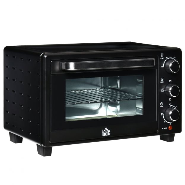 Miniahjuga 21L, 3 küpsetusrežiimi, 100°C-230°C, 1400W, roostevaba teras ja klaas, must+hõbe, 46,4x38x28,5cm| Aosom