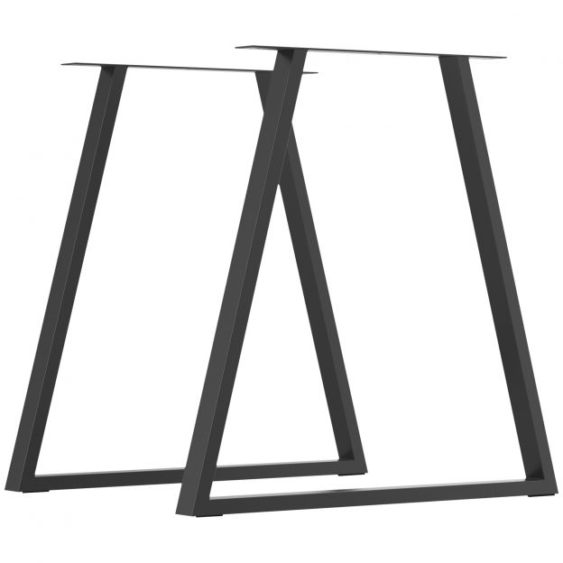 Lauajalad, 2-osaline lauarataste komplekt, kolmnurksed mööblijalad terasest, 70 x 72 cm lauaraam söögilauale, teras, must