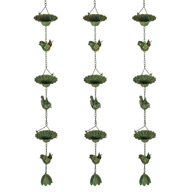 3-osaline vihmakett 123 cm metallist vihmaveekett kinnitatud riputiga lindudele kella vihmaveerennikett vihmaveekett vihmapüüdjakett vihmaveerennide jaoks vihmapüüdja vihmaveekett.