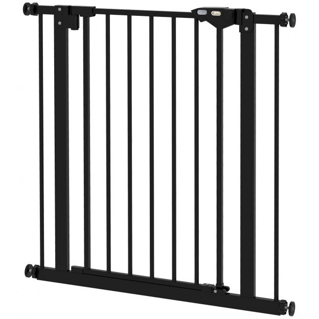 Koertele mõeldud turvavärav, tõkkepuu, 74-80 cm, trepi turvavärav lemmikloomadele, koeravärav koos erinevate pikendustega, puurimata kaitsevõre, metall, plast, must