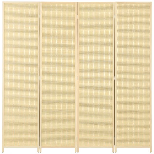 4-osaline sirm 180 x 180 cm ruumijagaja bambusest vahesein, kokkupandav privaatsusekraan elutuppa, looduslik.