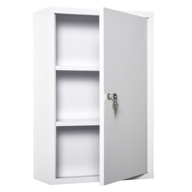 kleankin esmaabikapp meditsiinikapp 3 lukustatavat sektsiooni teras valge 40x18x60cm