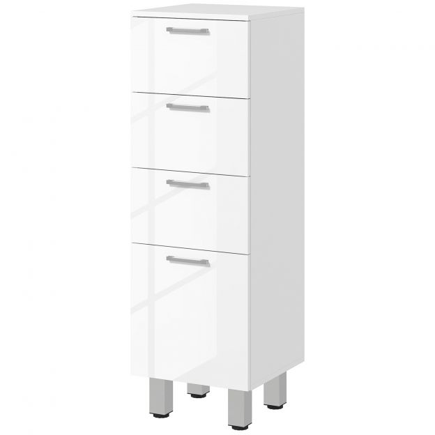 kleankin kitsas vannitoakapp, reguleeritava riiuliga tualetikapp, 3 sahtliga kapp väikestesse ruumidesse vannituppa, elutuppa 30 x 30 x 93 cm valge