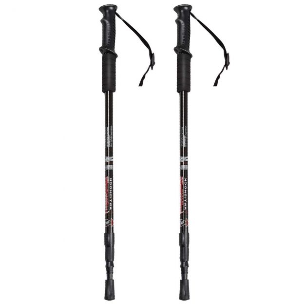 Matkakepid 2-osaline komplekt, reguleeritavad kõnni- ja ronimiskepid 66–137 cm, must