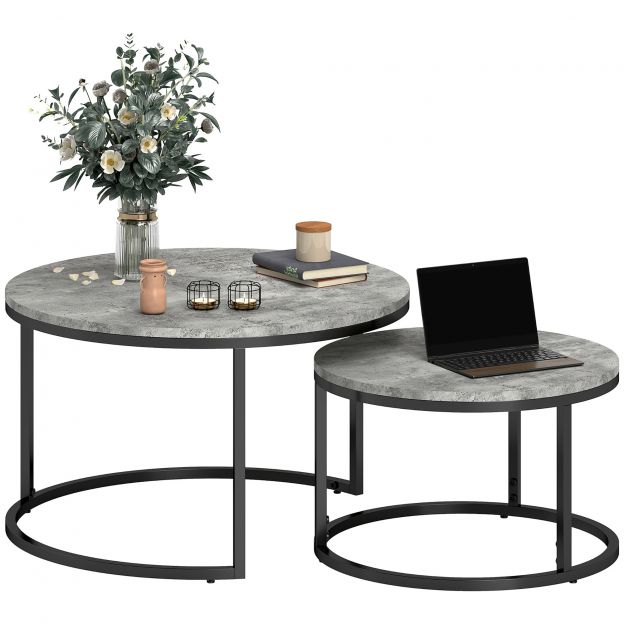 Ümmargune diivanilaud 2-osaline komplekt, virnastatav abilaud marmorvälimusega, metallraamiga lauakomplekt, diivanilaud elutuppa, magamistuppa, rõdule, hall