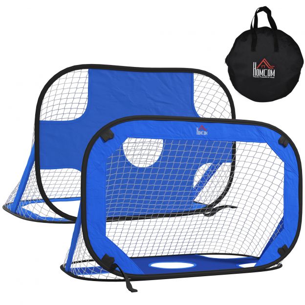 Pop-up jalgpalliväravad 2-osaline komplekt kaasaskantavad kokkupandavad miniväravad kandekotiga Sinine 123x80x80 cm aia- ja sporditegevusteks.