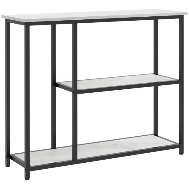 Konsoollaud esikulaud 2 tasandiga abilaud diivanilaud kallutuskaitsega teras valge 100 x 30 x 80 cm elutuppa ja esikusse.