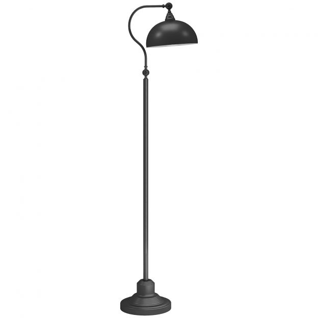 Põrandalamp, põrandavalgusti E27 sokliga, reguleeritava lambivarjuga, 40 W, retrodisainiga kaarlamp, stabiilne alus, metall, 42 x 25,5 x 152 cm, must