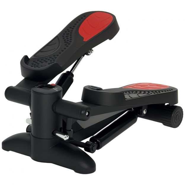 SPORTNOW Mini-Stepper kodus kasutamiseks Stepper treeningseade LCD-ekraaniga, fitness-stepper kuni 100 kg jalgade treeninguks, kodukontori fitness treening, must