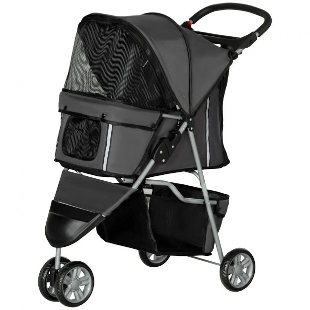 Koerakäru koeravanker kokkupandav koertele ja kassidele kuni 10 kg kassikäru padja, võrkkardinate, joogitopsihoidja, hoiukoti ja kassivankriga tumehall.