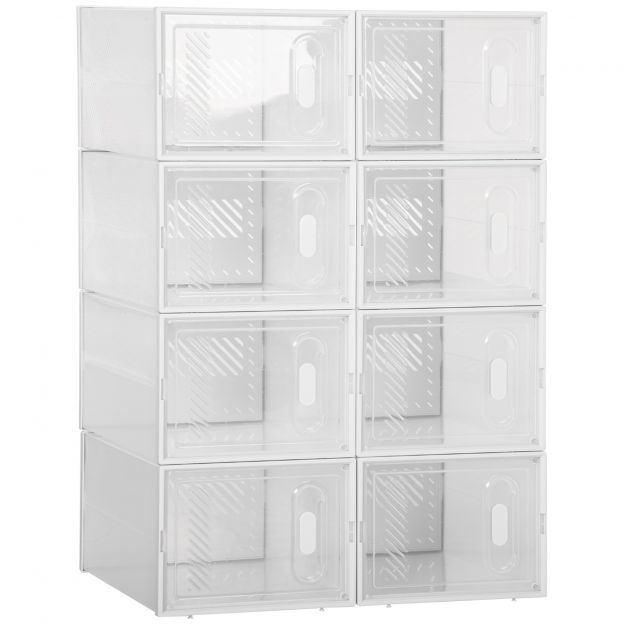 Kingakapp DIY kokkupandav riiul 8 sektsiooniga, ristkülikukujuline jalanõude alus, plastik, läbipaistev, 25x35x19cm| Aosom