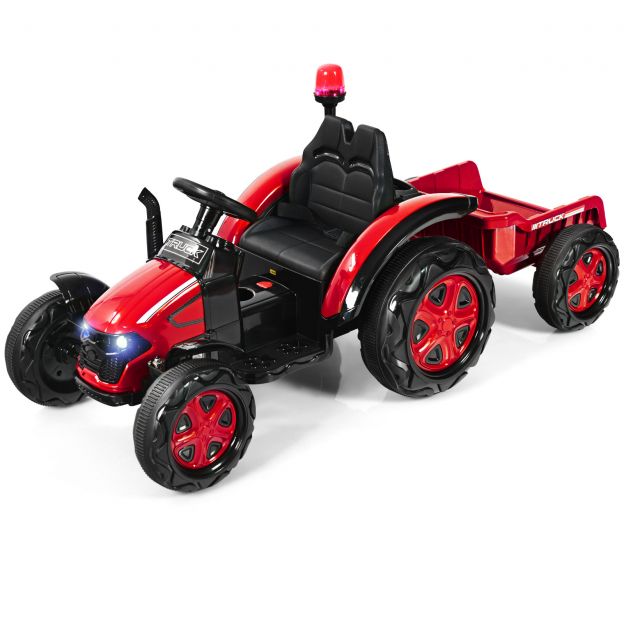 12V laste sõidutraktor eemaldatava haagisega 151 x 68 x 70 cm punane