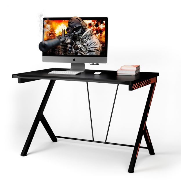 116 cm mängurilaud ergonoomilise disainiga, 116 x 75 x 77 cm, must