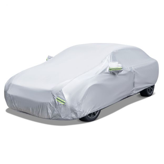 Autokate lukuga ja kotiga, ilmastikukindel autokate 479 x 173 x 115 cm, hõbedane