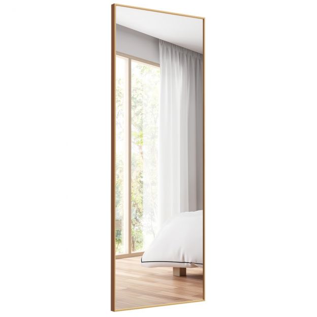56 x 150 cm HD täispikk peegel riputamiseks või seina najale toetamiseks, kuldne seinapeegel