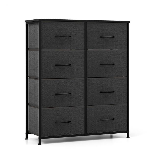 Kummut 8 sahtliga, metallraamiga ja lauaplaadiga, kangaskummut 80 x 30 x 92 cm hall
