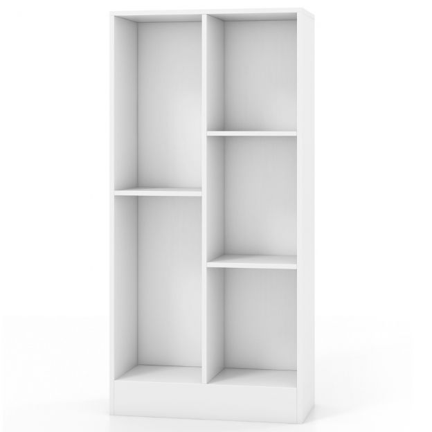 Raamaturiiul 5 riiuliga põrandariiul kuubikriiul kontoririiul hoiuriiul elutuppa 50 x 24 x 104 cm valge