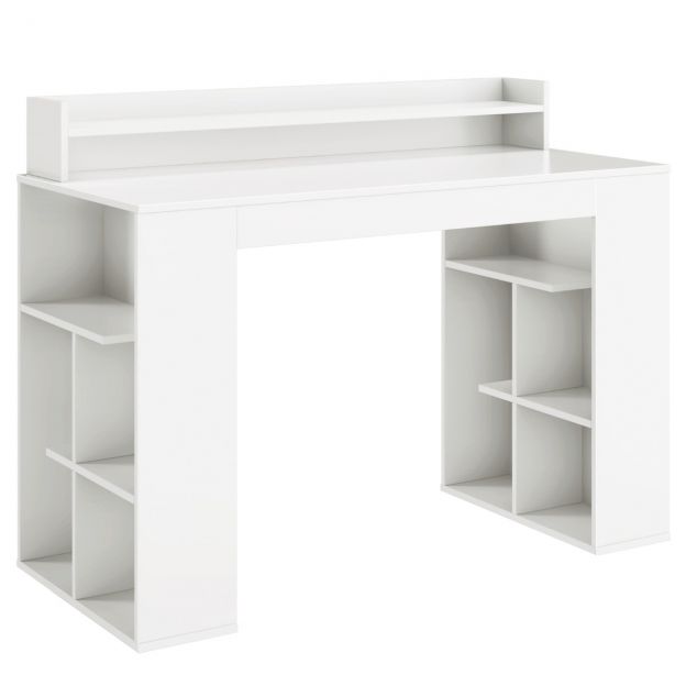 Kirjutuslaud monitorialuse ja 2 raamaturiiuliga, arvutilaud 120 × 54 × 90 cm valge
