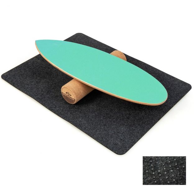 Puidust tasakaalulaud, rulliga wobble board ja tekk, 3-ühes tasakaalulaua komplekt, roheline
