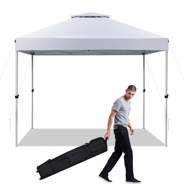 Pop-up katusega välipaviljon reguleeritava kõrgusega 305 × 305 cm, hõbevalge