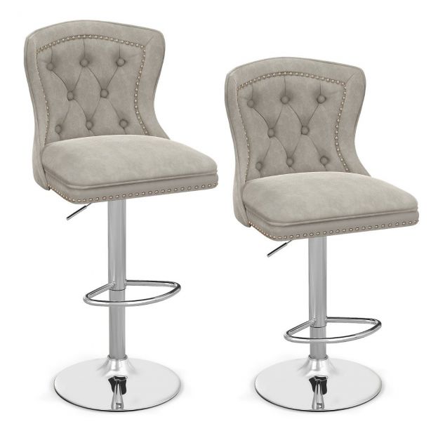 2-osaline komplekt baaritoolidest, reguleeritav kõrgus 67–87 cm, hall samet