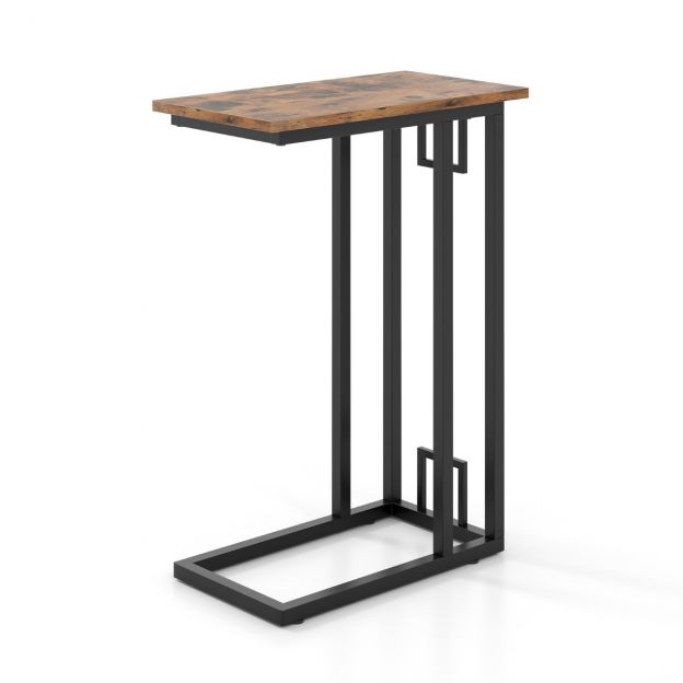 C-kujuline abilaud, kompaktne diivanilaud väikestesse ruumidesse, metallraamiga kohvilaud 48 × 26 × 66 cm