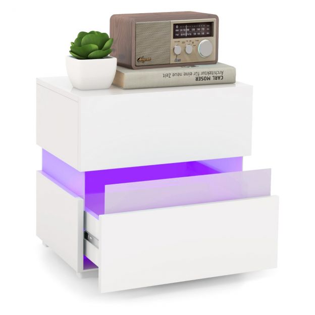 LED öökapp 2 sahtliga, kaugjuhtimispuldiga, dünaamiline 45 x 35 x 45 cm valge